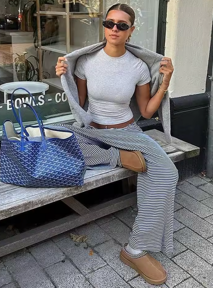 Anna | Slim-Fit Comfy Stripe Pants