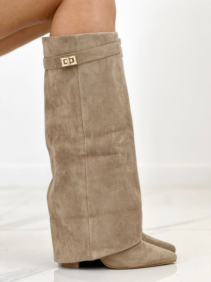 Abbie | Khaki Suede Wedge Boot