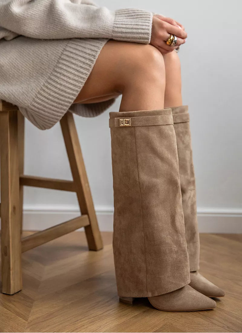 Abbie | Khaki Suede Wedge Boot