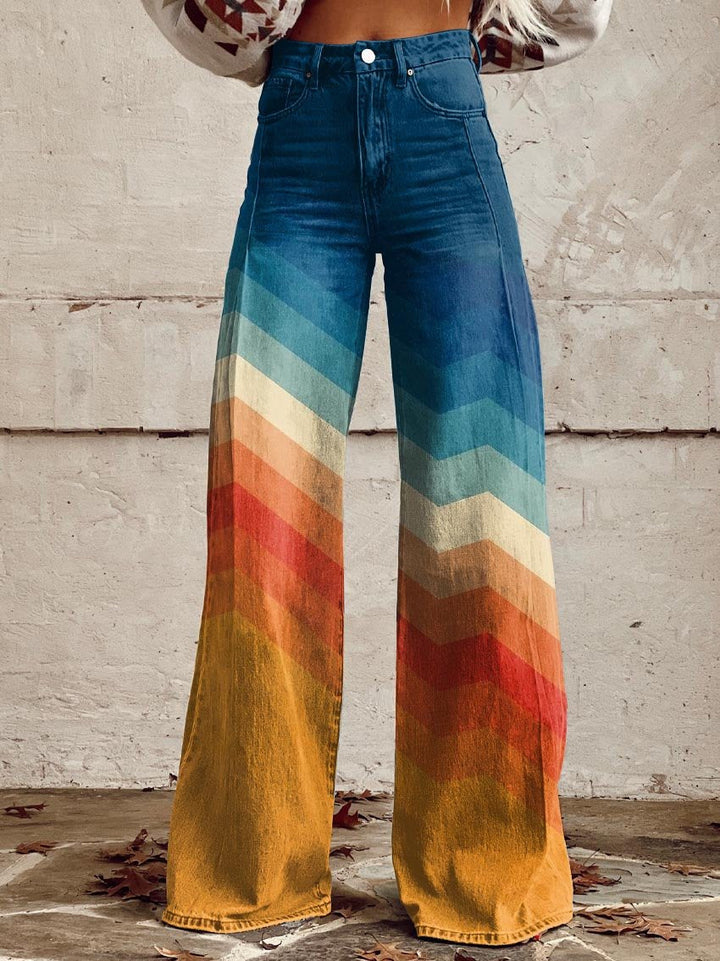 Callie | Retro Chevron Wide-Leg Pants