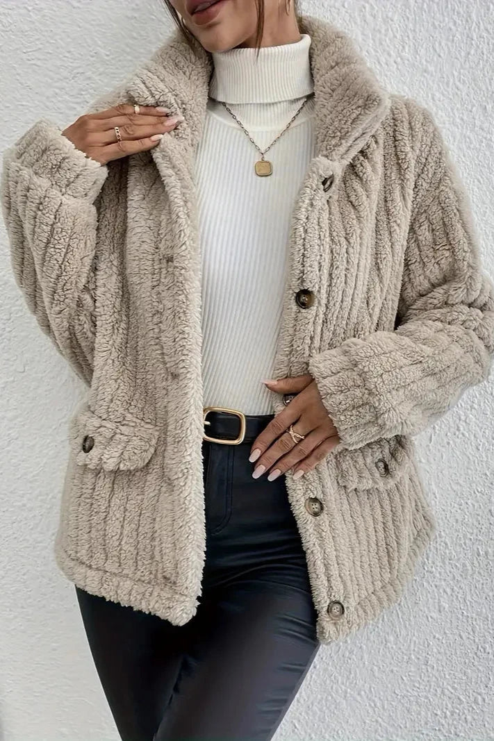 Ella | Ribbed Velvet Button Cardigan